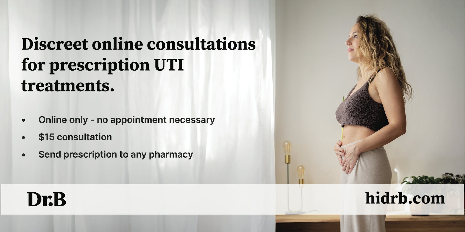 Banner advertising Dr. B's services for UTI treatments