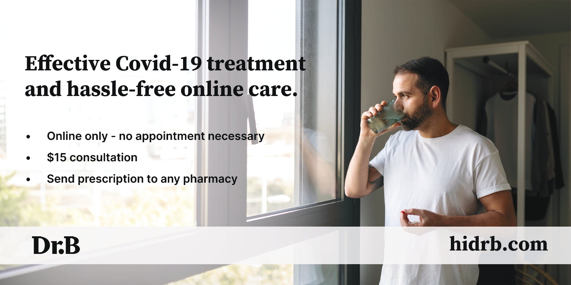 Banner advertising Dr. B's services for Covid19 treatments
