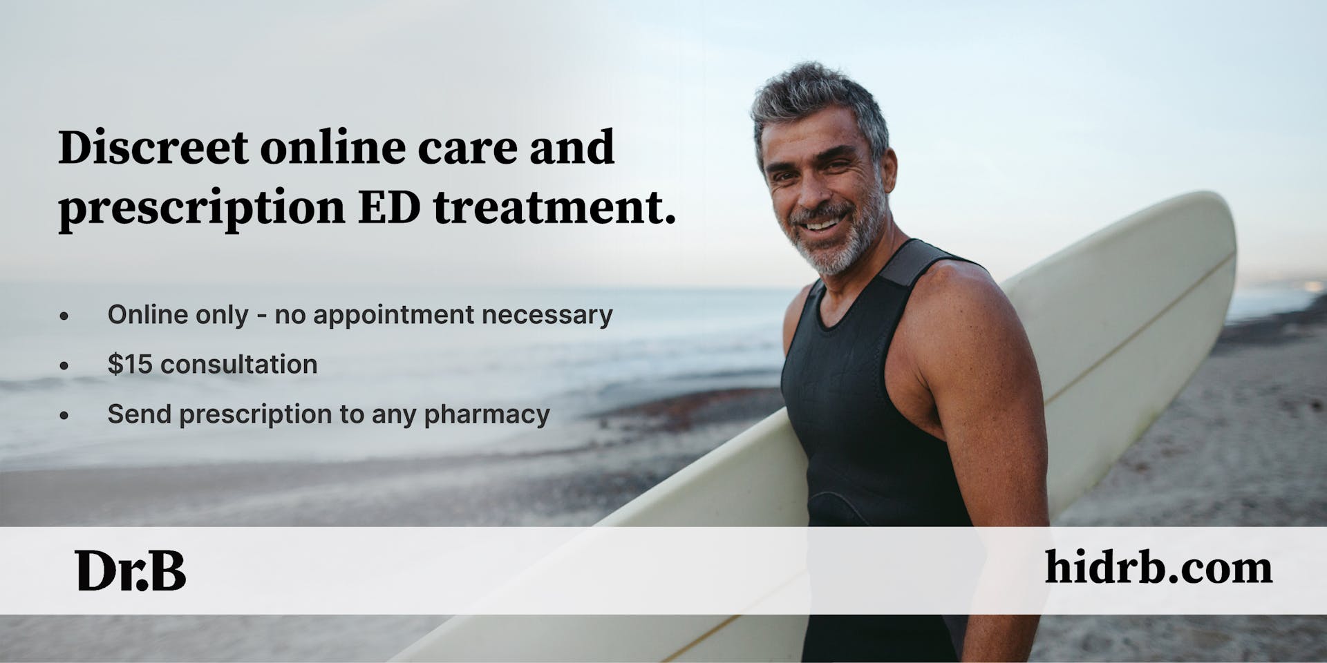 Banner advertising Dr. B's services for erectile dysfunction treatments