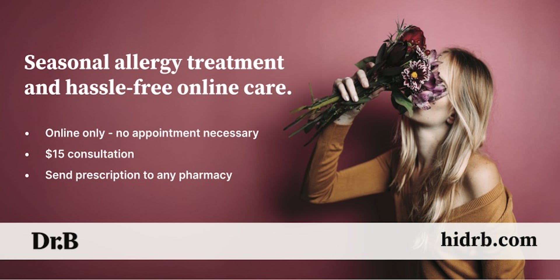 Banner advertising Dr. B's services for seasonal allergy treatments